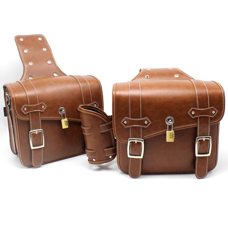 

Водонепроницаемые ретро мотоциклетные кофры Harley с замком - Солнцезащитные боковые сумки 102# Small Two-tone