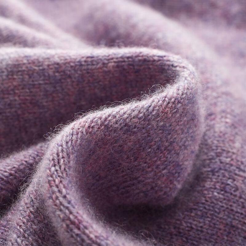 Zhaojun Women's 100% Cashmere Round Neck Thickened Cardigan