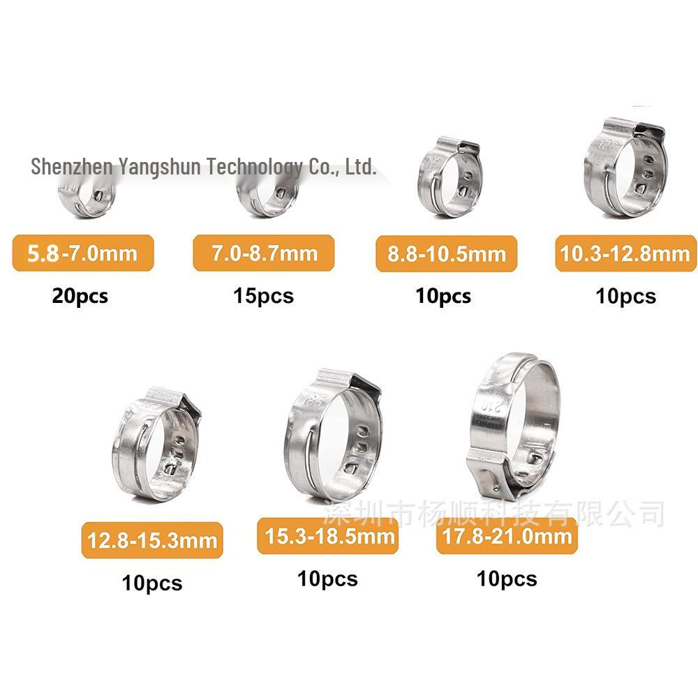 85-Piece 304 Stainless Steel Single Ear Hose Clamp Set (5.8-21mm)