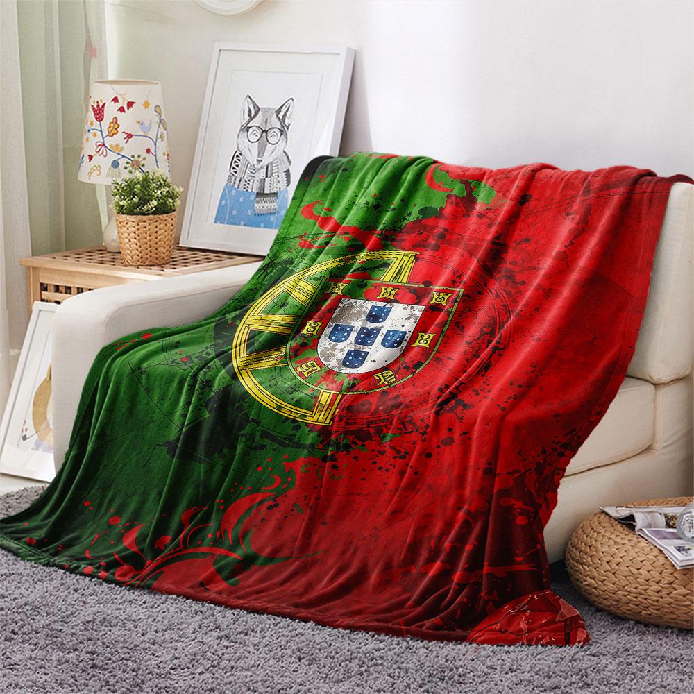 1PC Portugal National Football Team Patterned Flannel Blanket Suitable For All Seasons for Home Decor Warmth and Comfort Gifts Holiday Present