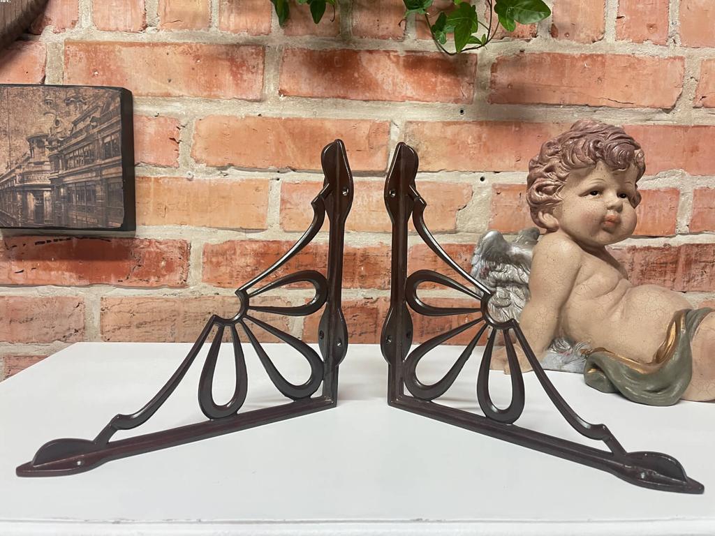 2 Cast Iron Wall Shelf Brackets Support Bracket Brown