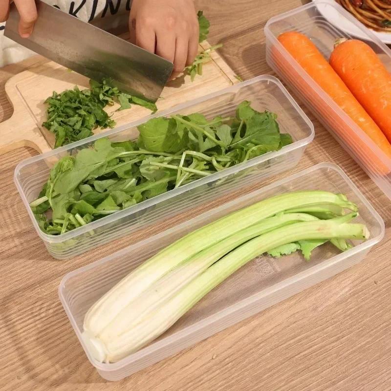 Fresh Box Refrigerator Storage Boxes Scallions Food Container with Lid Cold Crisper Sealed Kitchen Fresh Fruit Fridge Organiser