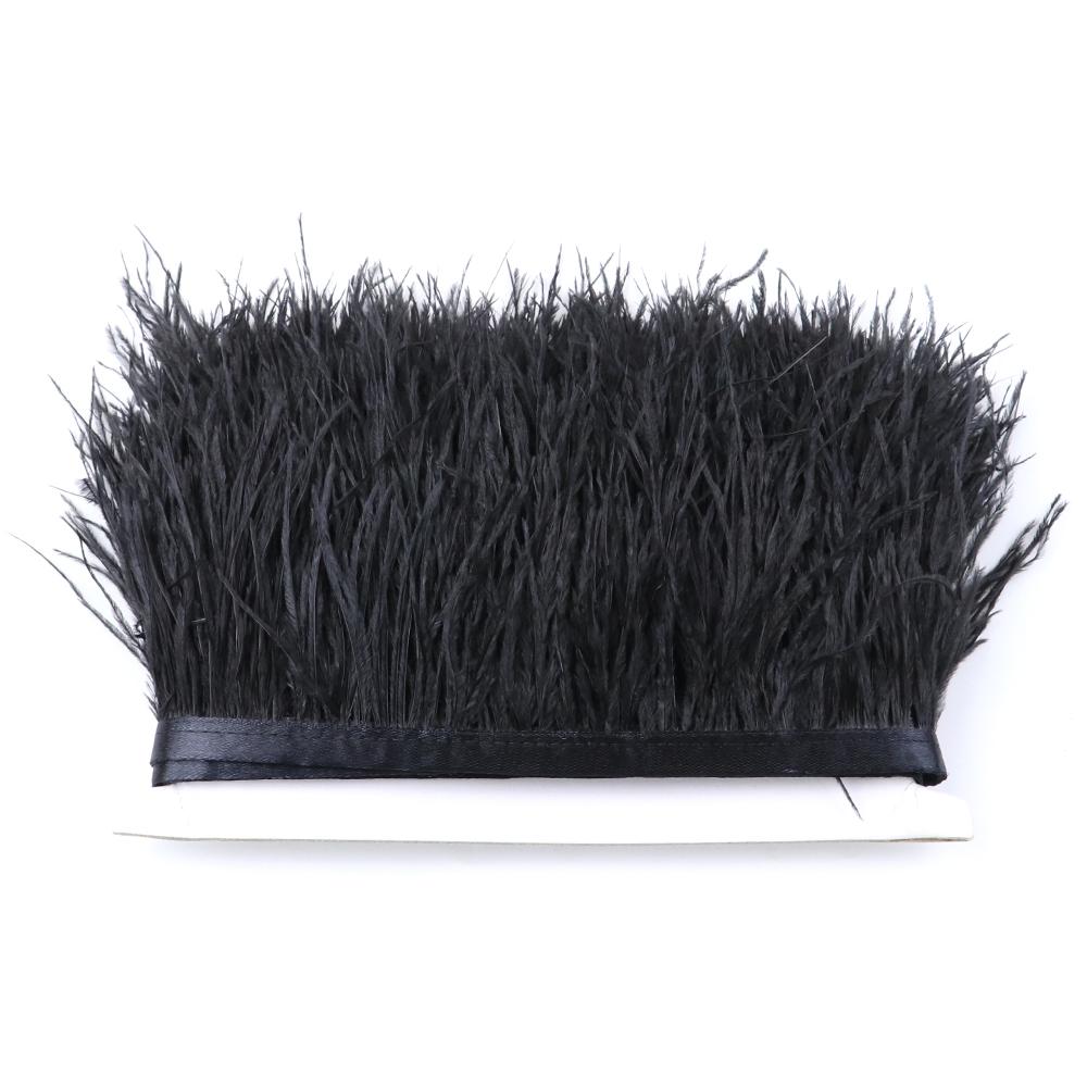 1Meter Colorful Real Ostrich Feather Trims Ribbon 8-10cm White Plumes for Party Dress Clothing Decoration Sewing Feathers Crafts