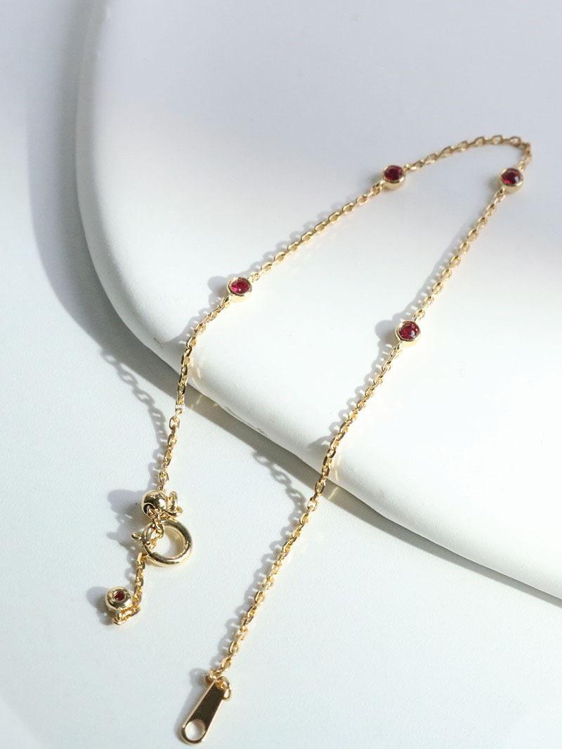 Red Face Ruby Zodiac Bracelet: 14K Gold-Plated S925 Sterling Silver, Light Luxury Niche Design. 925 Sterling Silver золотой