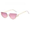 Half Frame Metal Cat's Eye Retro Elegant Ladies Fashion Sunglasses Suitable for Summer Vacation Beach Accessories