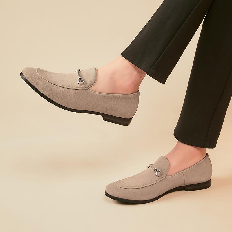 Stil britanic Vară Casual Slip-on Slip-on din piele Pantofi de afaceri din piele naturală piele de căprioară din piele întoarsă Mocasini înghețați respirabili