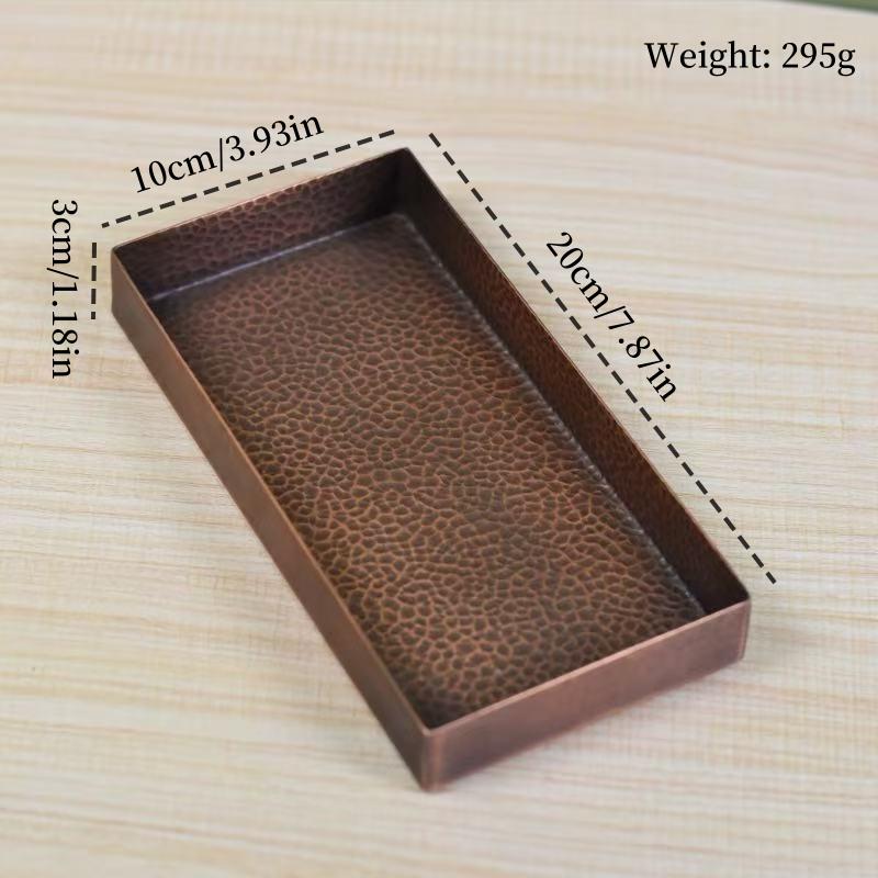 Rectangle Shape Copper Fruit Tray,Retro Engraving Hammer Texture Home Portable Food Plate,Snack Plate Table Wedding Decoration