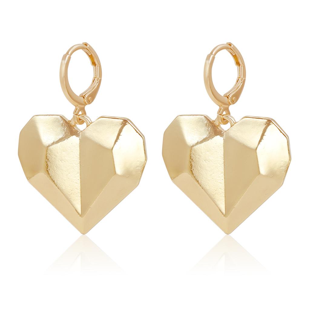 INS love retro design stud earrings exaggerated geometric symmetry heart earrings