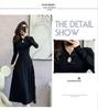 Plus Size Black Frog Button Mid-Length Dress - New Chinese Style for Spring, Autumn, and Winter