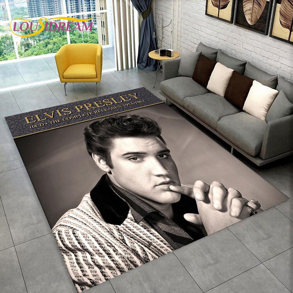 The King Elvis Presley Retro-Teppich, Teppich für Wohnzimmer, Schlafzimmer, Sofa, Fußmatte, Dekoration, Kinder spielen, rutschfeste Bodenmatte, 3D