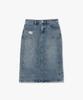 Plack Woman Rivet Point Midi Denim Skirt Mid Blue