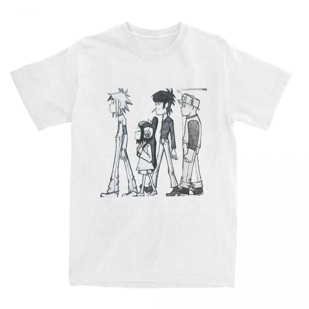 Death Metal Band Gorillaz T Shirts Men's 100% Cotton Leisure T-Shirts Round Neck Trending Tees Short Sleeve Clothes 4XL