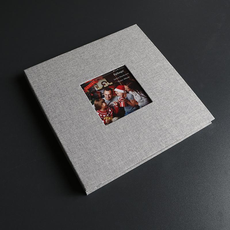 Linen Hardcover Photo Album Front Display Window Acid Free Pages 300 Pockets for Birthday Party Memory Record