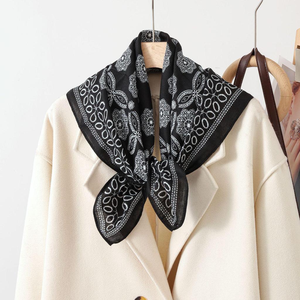 Paisley Patchwork Cotton & Linen Square Scarf for Women - Silk Neck Tie for Shirts, Suits & Waist - Spring/Summer Fashion Accessory