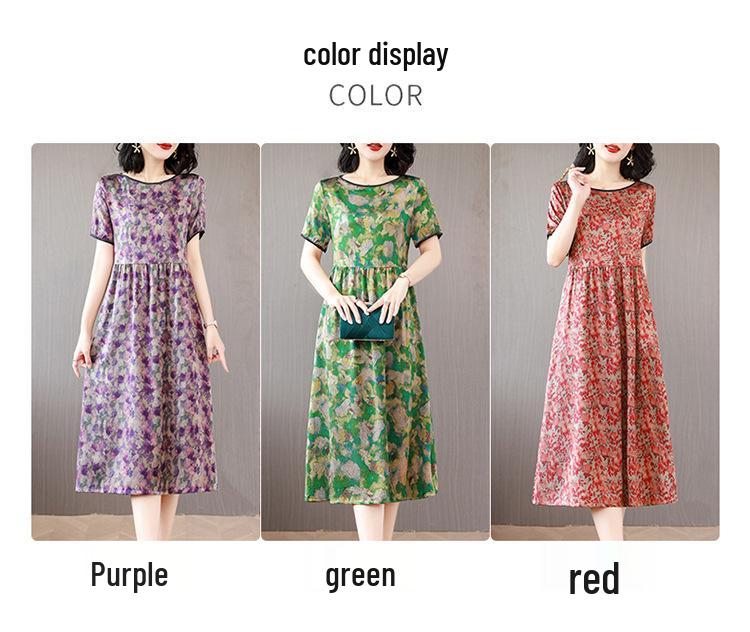 Summer 2026 Retro Print Plus Size Dress for Women: Stylish and Slimming Mother's Outfit