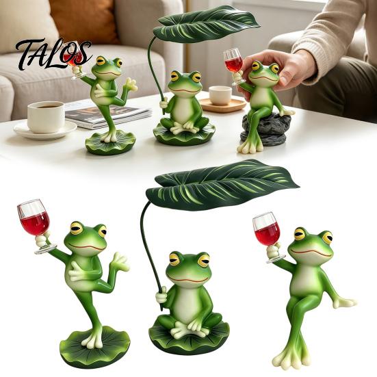 Pastoraler Stil Haus Schreibtisch Akzente Lustige Frosch Harzfigur, Neuheit Sitzende Tanzende Skulptur mit Einzigartigen Gartengeschenken für Enthusiasten