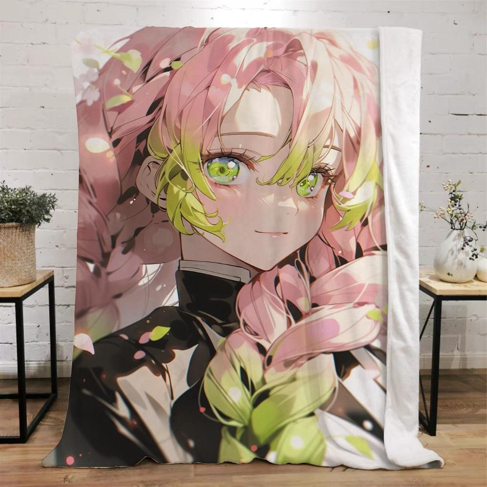 Demon Slayer-Kanroji Mitsuri Warm Winter Blankets for Sofa Cover Blanket Beach Towel Luxury Bedding Fluffy Plaid Bed Throw Knee