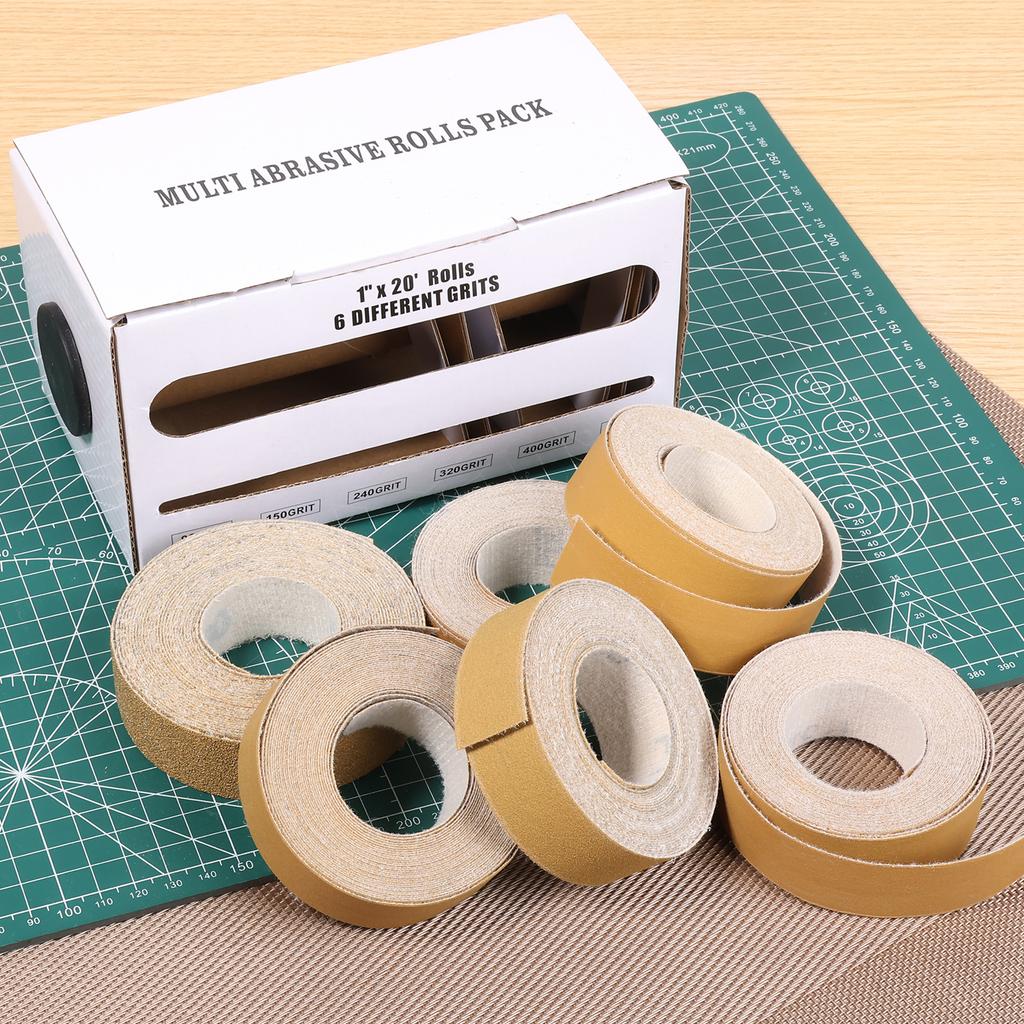5/6 Rolls Grits Sandpaper 6M Dry Grinding Emery Sanding Belt 80-600 Grit Wear Resistant Sandpaper Rolls for Metal Wood Polishing