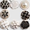 10Pcs 21/25mm Flower Pearl Gold Plastic Shank Buttons For Women Garment Jacket Sweater Handmade Sewing Accessories Scrapbooking