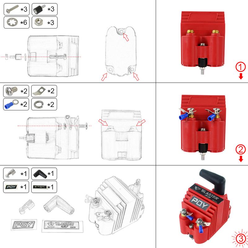 

Hypertune - Universal Blaster Ss 12V High Output External Male E-Core Ignition Coil With Kits Adaptor With PQY logo JR-EIC00-K