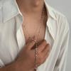 IngeSight.Z Punk Rhinestone Hollwout Heart Chain Necklace Men Hip Hop Y-Shaped Long Tassel Choker Street Party Jewelry Accessory
