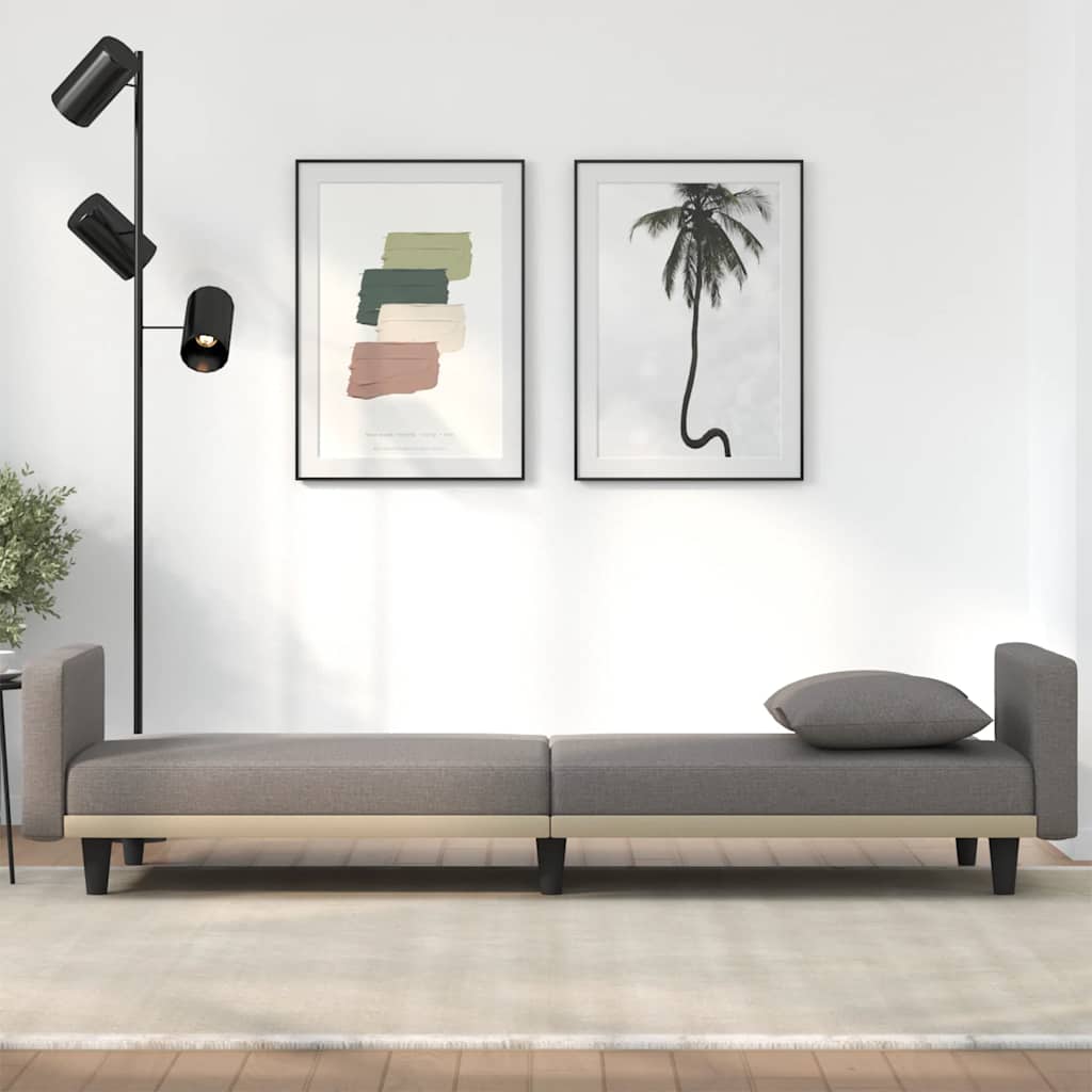 Sofa Bed with Cushions Taupe Fabric
