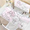 Alfombrilla de Ratón para PC Gaming de Chicas Kawaii Anime Rosa Accesorios de Escritorio para PC Alfombrillas Extendidas Antideslizantes para Teclado de Jugador Grande Alfombrilla de E-Sports