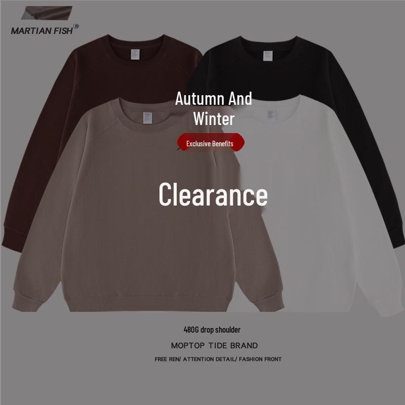 Unisex 480g Raglan Sleeve Color Block Crewneck Sweatshirt - Japanese Loose Fit, Streetwear Long Sleeve