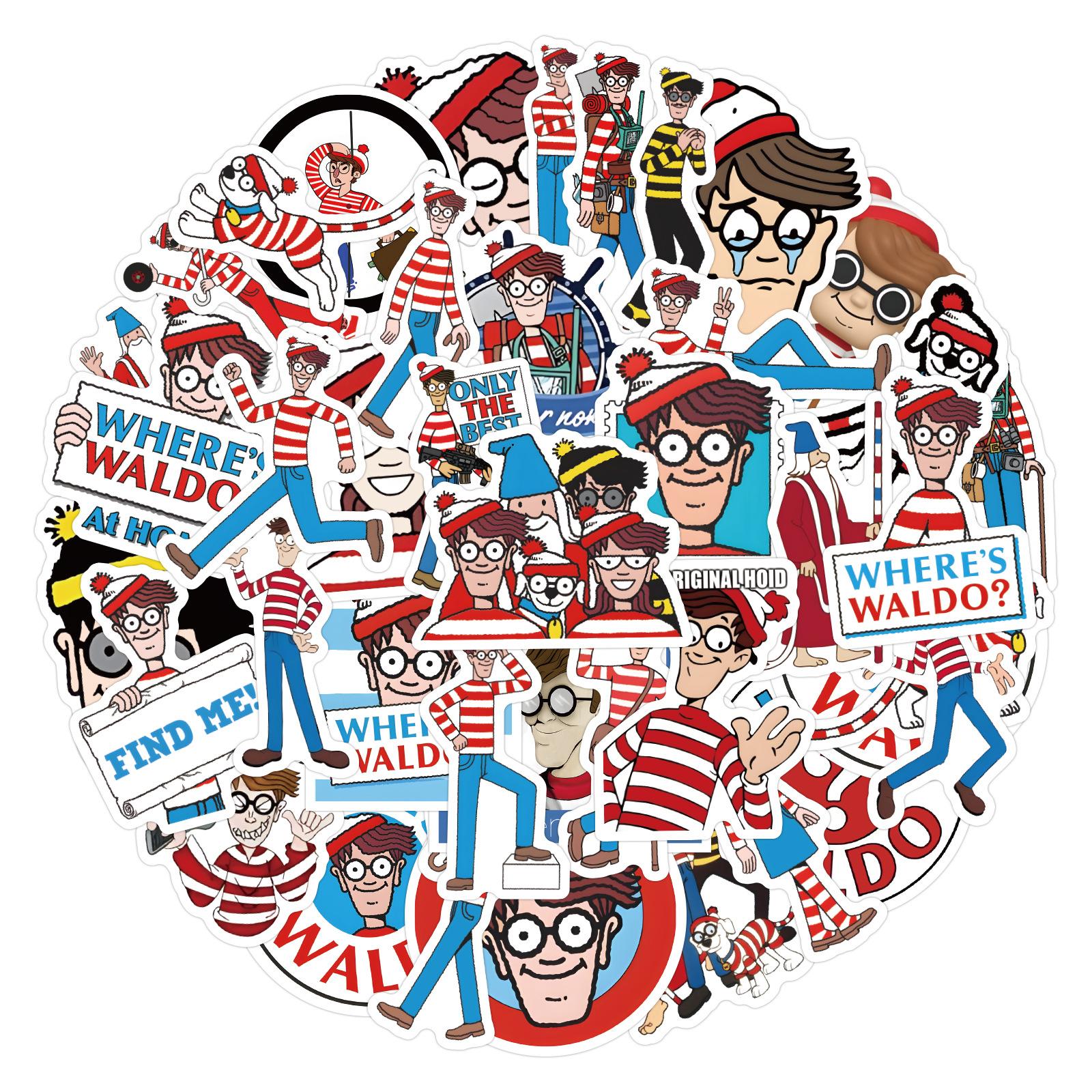 

50 New Wheres Waldo Cartoon Graffiti Stickers Notebook Suitcase Decoration Stickers