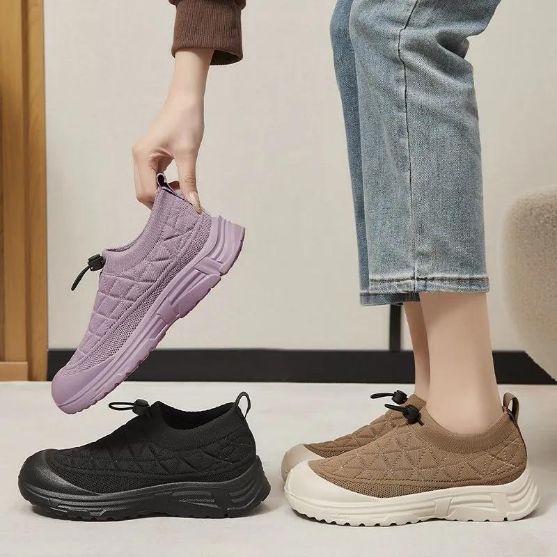 Women's Spring/Fall Non-Slip Casual Shoes Soft-Sole Comfortable Lightweight Slip-On Sneakers