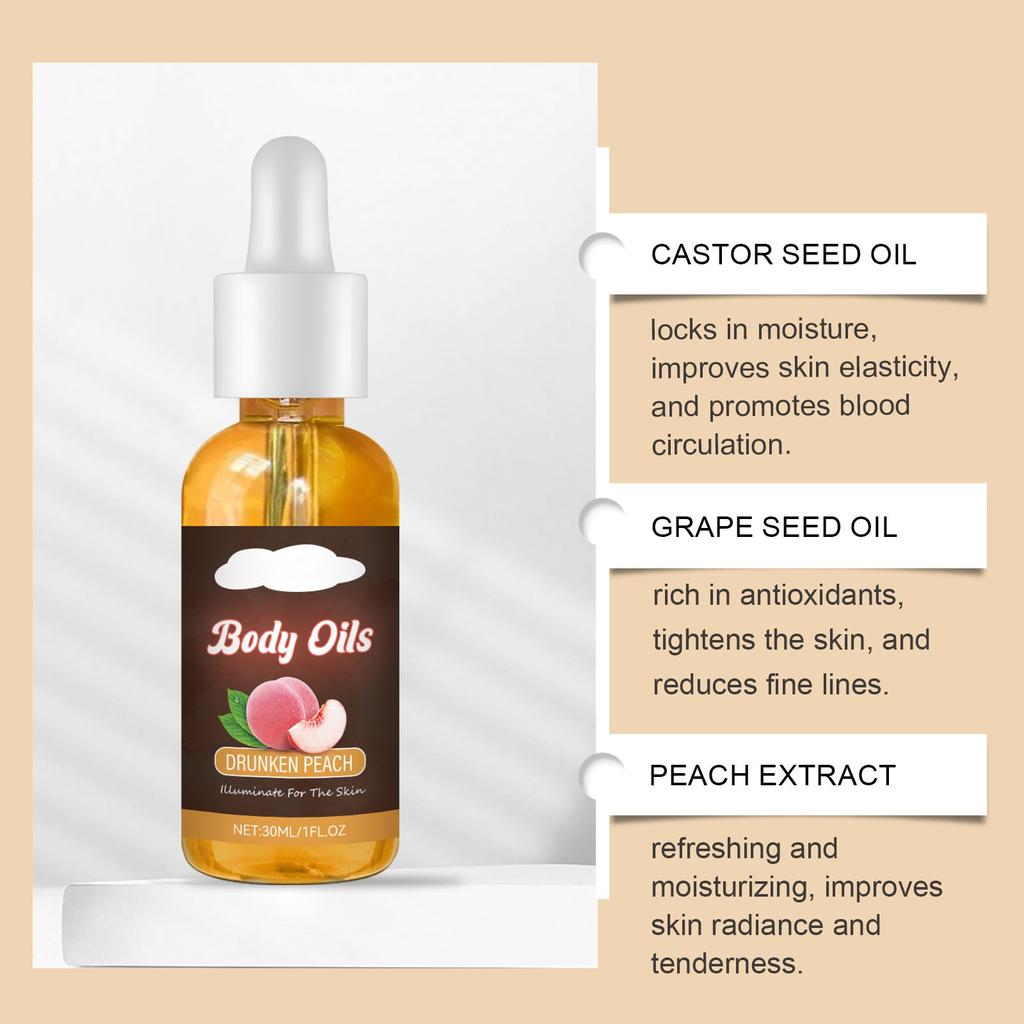 Řada tělových olejů: Vyživuje kolena, Čistí a zjemňuje suchou drsnou pokožku, Dlouhotrvající vůně s bělícím účinkemS 30ml