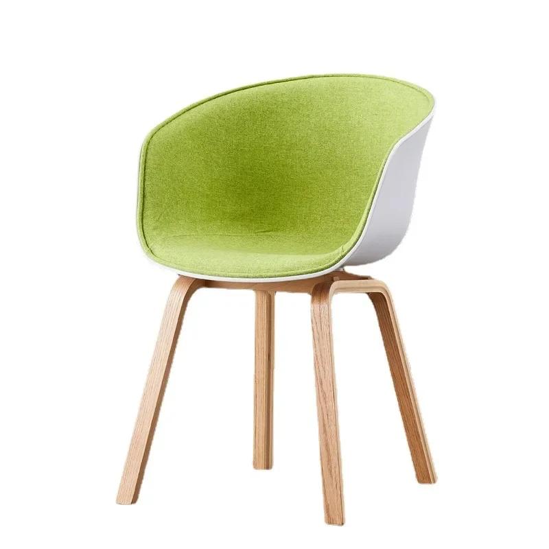 Chair Nordic Plastic Chair Solid Wood Back Coffee  Modern Minimalist Restaurant Leisure Chair Desk Designer