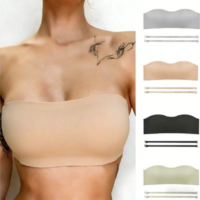 Reggiseno a fascia senza spalline, senza cuciture, con spalline rimovibili, wireless, convertibile, antiscivolo, sportivo, push-up, comodo e traspirante per donna