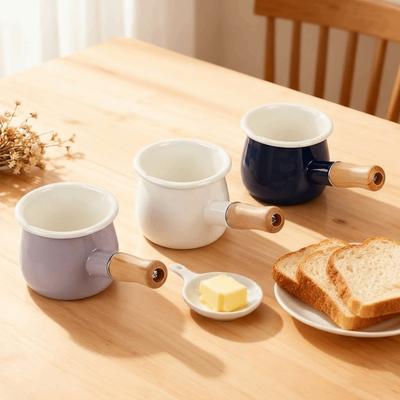 Unbeschichteter Mini-Kochtopf Emaille Babykostkocher Langlebiger Milchkännchen Suppentopf Kochgeschirr