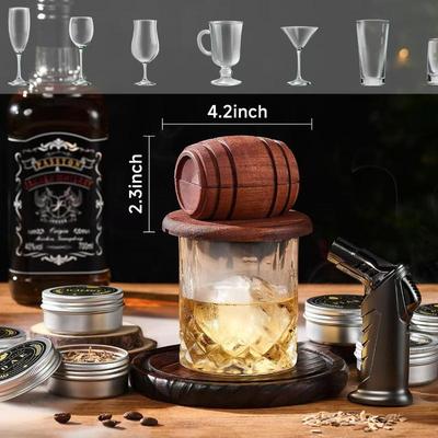 Whiskey Barrel Smoker Set - Bar Cocktail Flavoring Tool With Barrel & Filter, Smoking Infuser For Drink Enhancement