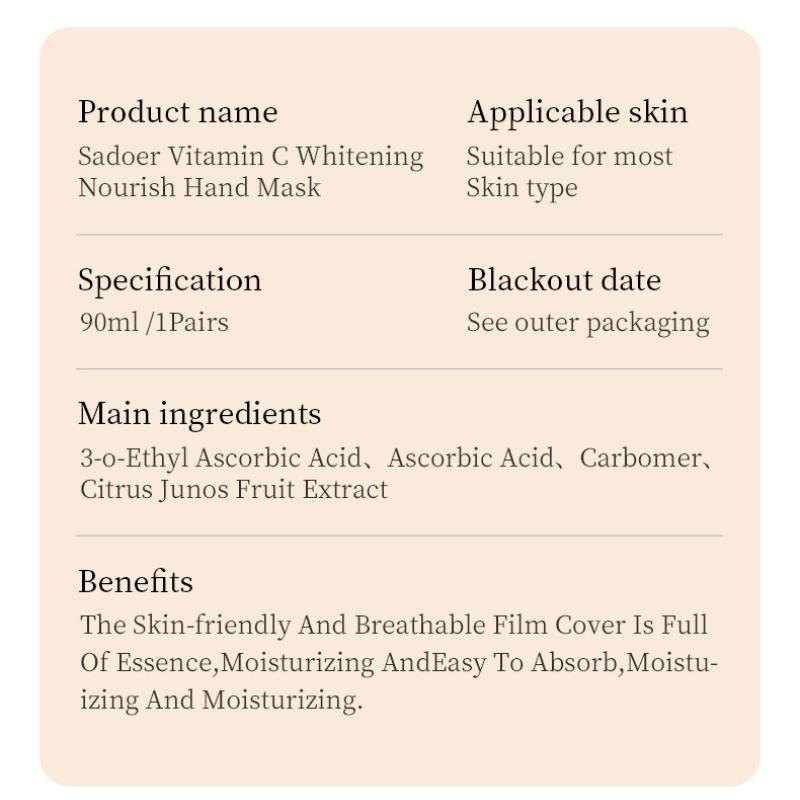 Vitamin C Long Hand Mask SADOER Whitening Moisturizing Soft Long Gloves Care