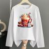(Asian Size) sweet merry style Print T Shirt Christmas holiday Graphic Tee Women autumn winter Casual Fashion Top Clothing Long Sleeve T-shirts