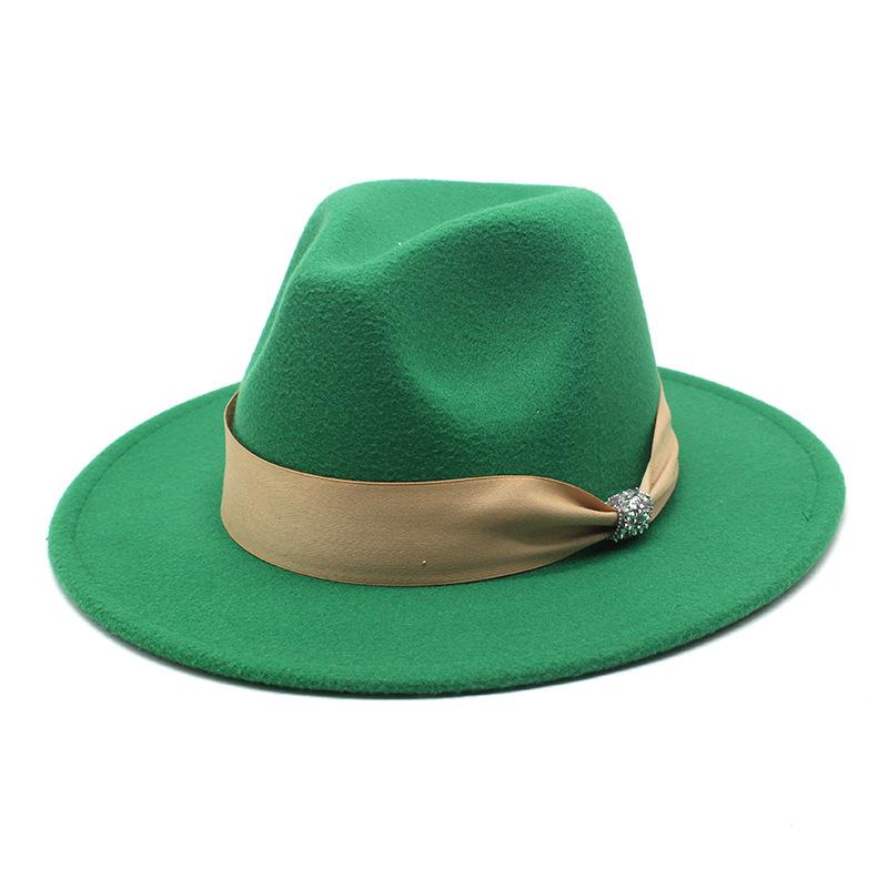 British Woolen Hat Women'S Spring Wide Brim Flat Top Internet Celebrity French Top Hat Flat Edge Imitation Wool Camel Jazz Hat