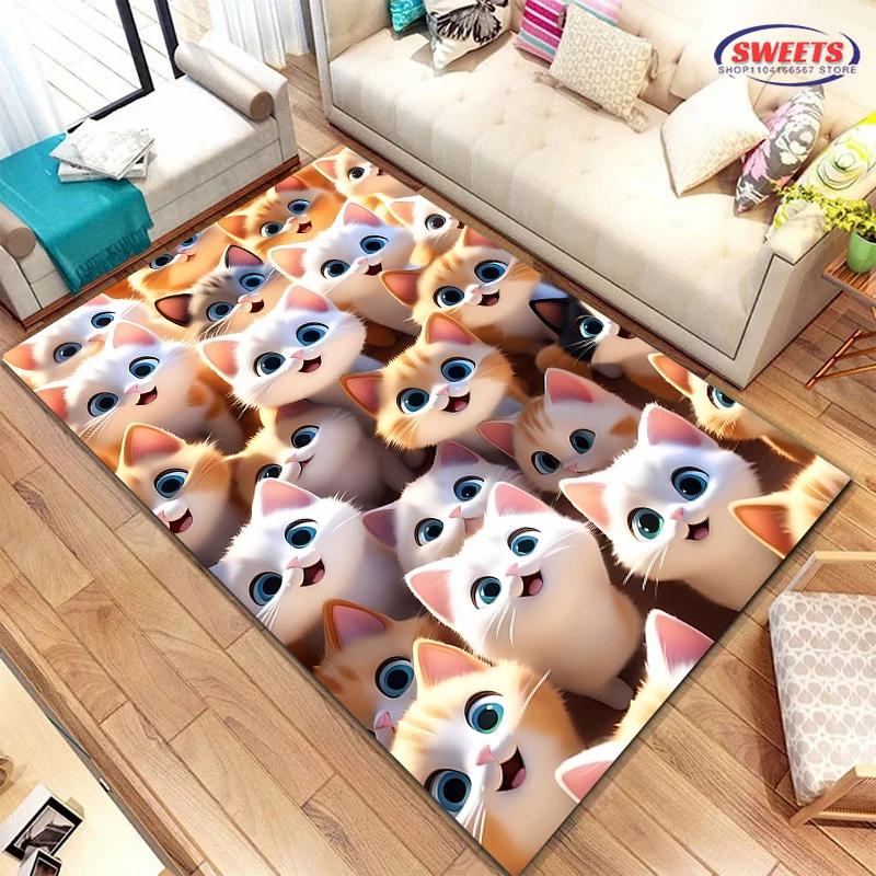 3D Cat Carpet New Release! Anti-slip Sound Insulation,Rug for Living Room Bedroom, Bedside and Office Areas,Durable Washable Mat