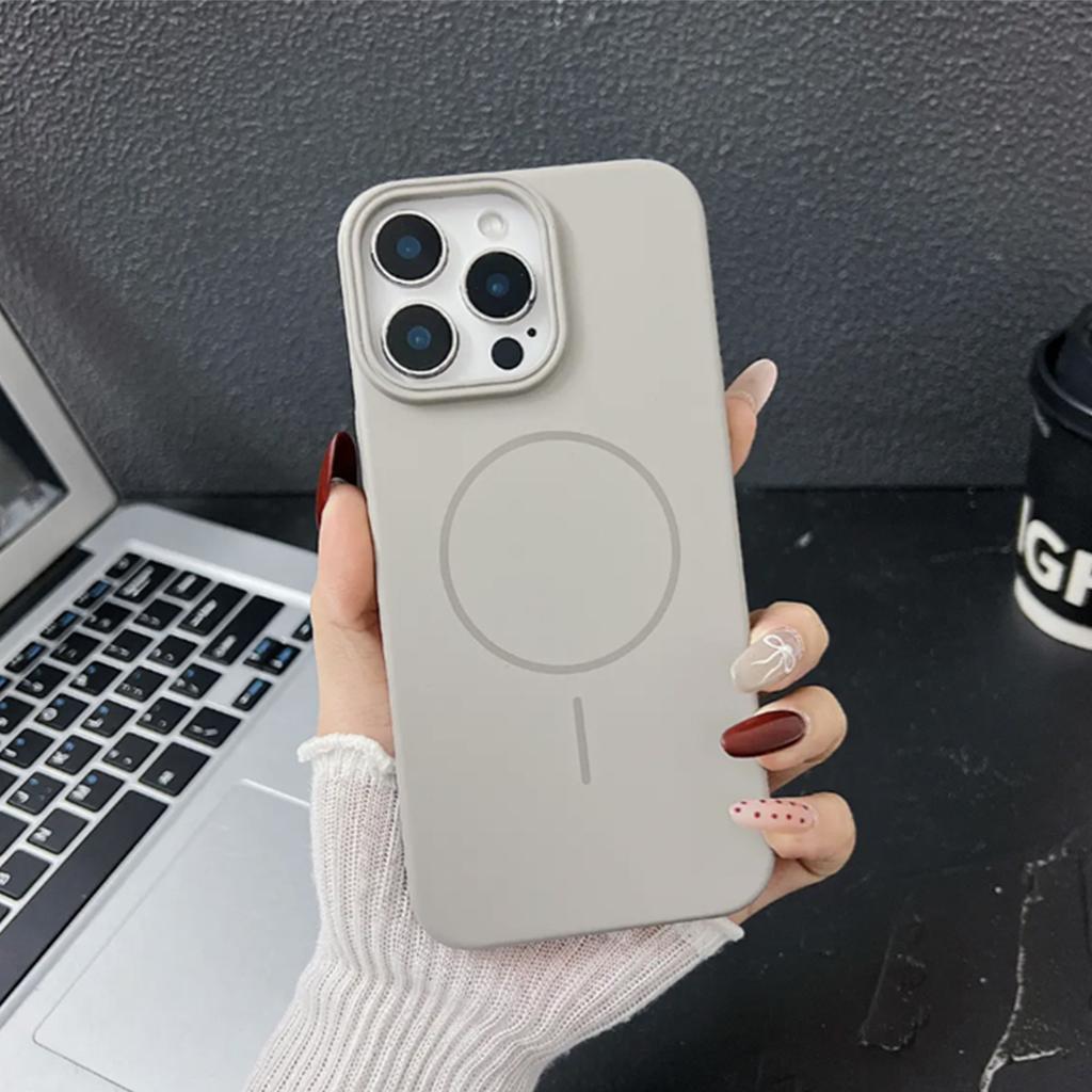 Magnetic Suction Soft PC Case Soft Edge Frosted Air Bag Anti-fall Cooling Personalized Ins All-inclusive Small Fresh Mobile Phone Case