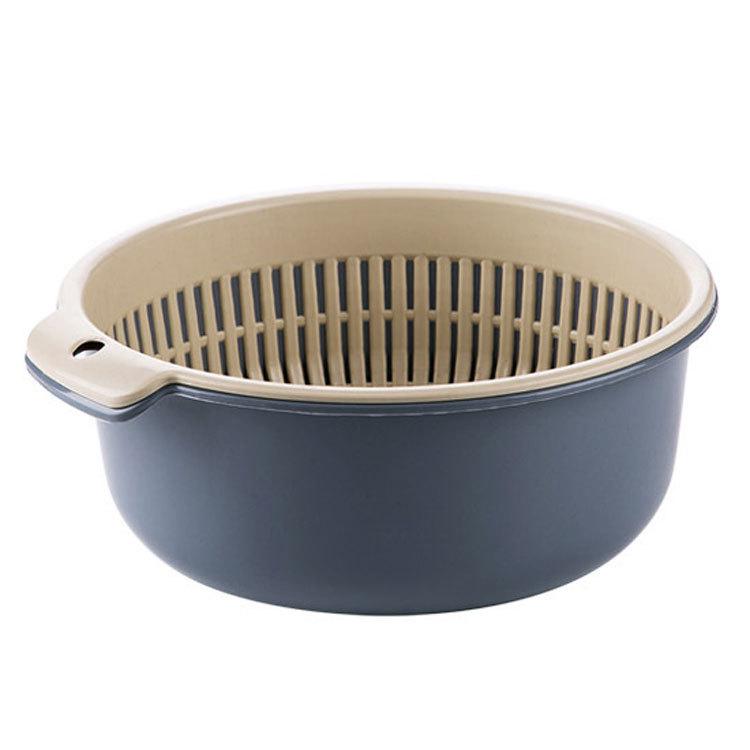 Double-Layer Round Vegetable & Rice Wash Basin Colander Basket