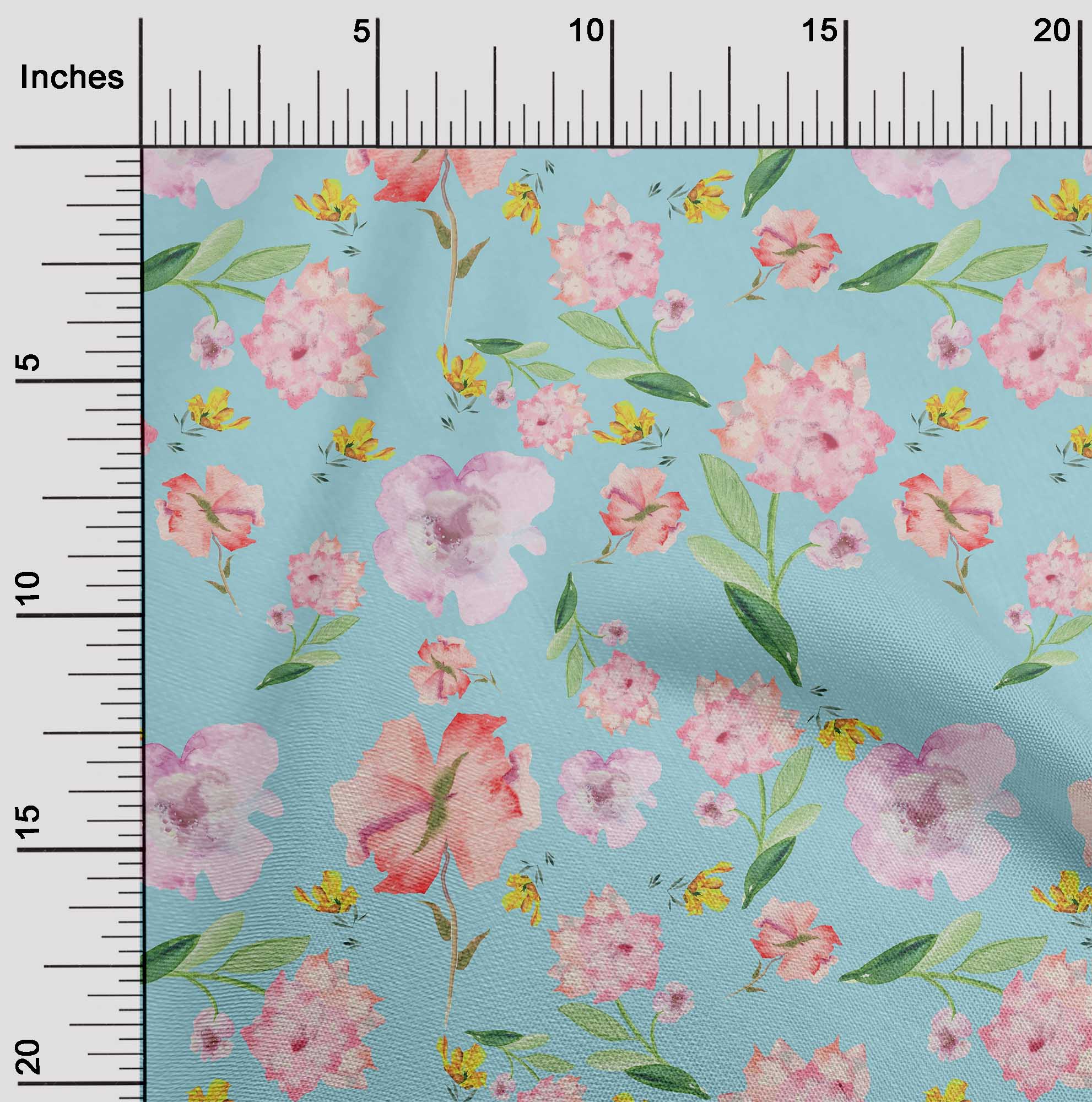 

oneOone Бавовняна гнучка кремова тканина Квіти та листя Акварель Одяг своїми руками Тканина для стьобання Тканина з принтом на двір 40 дюймів 42 Inch Wide - Viscose Chiffon небо синє кольору