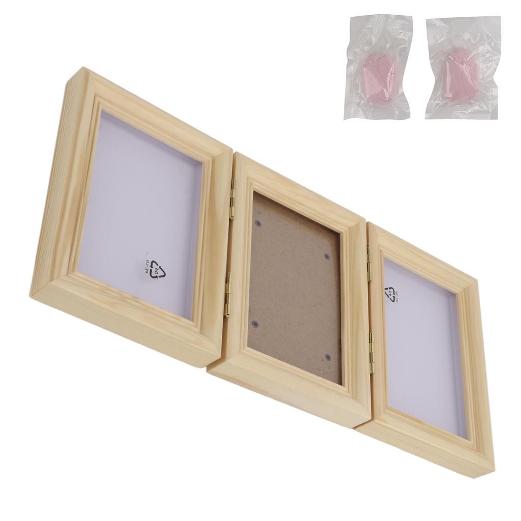 Cornice Portafoto Impronta Zampa Animale Cornice Foto Commemorativa Impronta Zampa Animale in Legno con Argilla per Impronte di Zampa Cornice Tronco di Legno Argilla Rosa