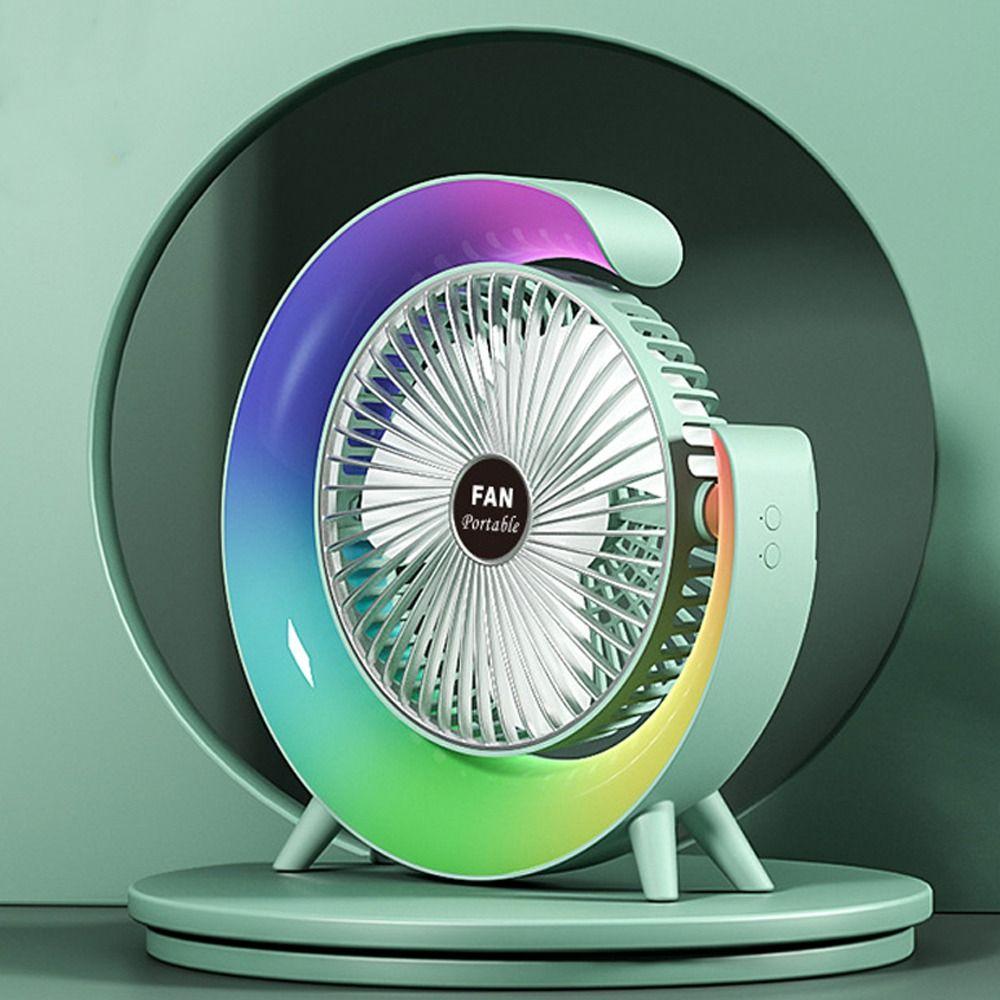 Colorful Portable Desktop Fan LED 7 Colors Cooling Fan Creative Small Electric Fan  Office Bedroom