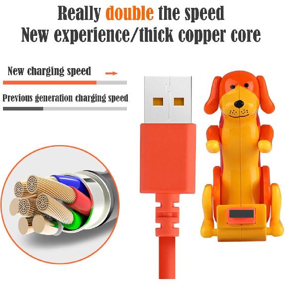 Funny Humping Dog Fast Charger Cable, Anxiety Dog Charger for Iphone, USB Dog Phone Charger That Moves Portable Stray Dog Charging Cable Dog Smart