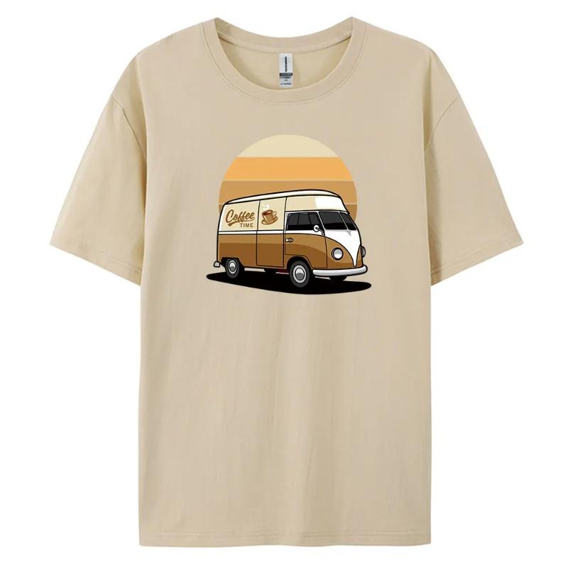 Car Men's Casual Short-sleeved T-shirt with 100% Cotton Fashion Print Tees Oversize
