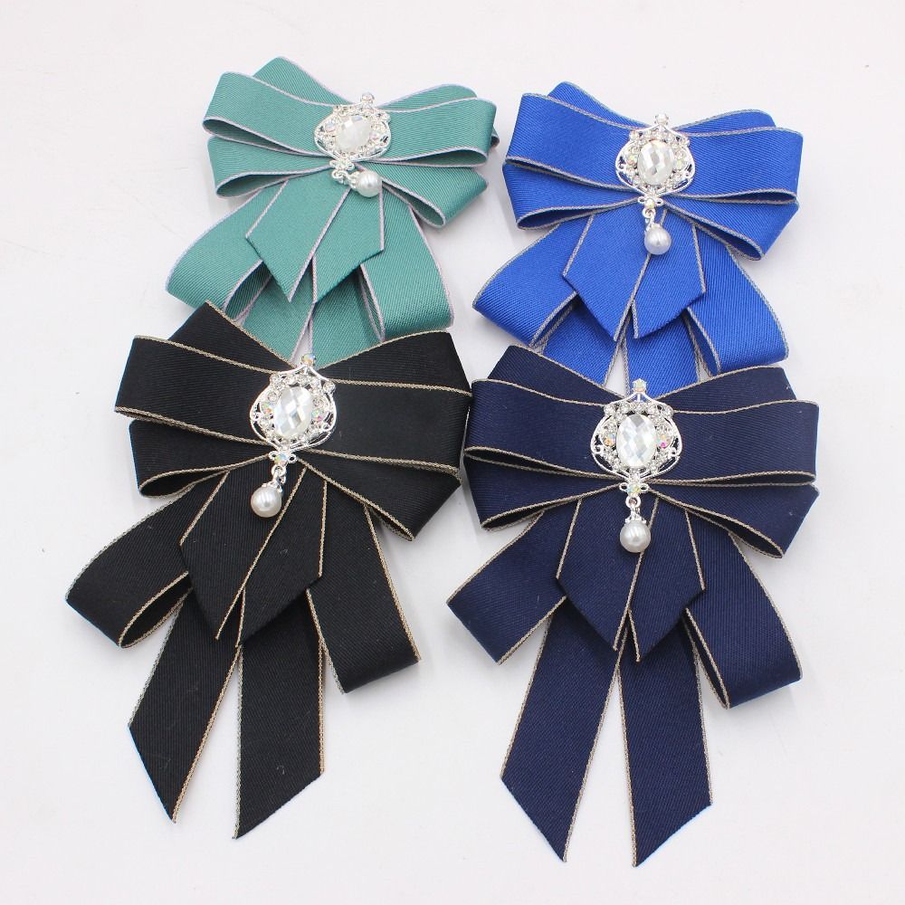 Crystal Bow Tie Rhinestone Ribbon Bow Brooch Fashion Neck Tie  For Men and Women