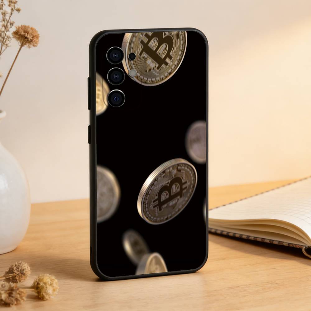 Funda de Teléfono B-Bitcoin Para Samsung S25,S24,S21,S22,S23,S30,Ultra,S20,Plus,Fe,Lite,Note,10,Funda Negra