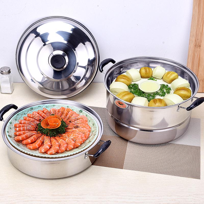 Stainless Steel Double Layer Steamer: Multi-Use Pot for Two or Three Layers - Ideal for Soups, Steaming Buns, and Fish on Induction or Gas Stoves