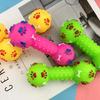 Dog Dumbbell Toy Squeaky Dumbbell Dog Chew Toy Raised Texture Teeth Cleaning Toy for Puppy Teething Dogs Interactive Play